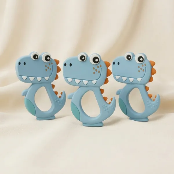 Bpa_Free_Soft_Silicone_Dinasaur_Teether_For_Babies_-_Pack_Of_3