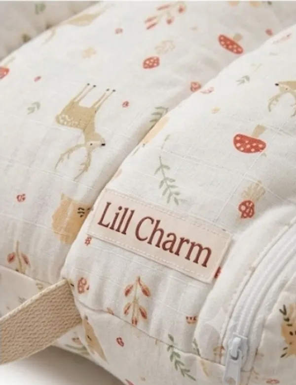 Premium_Infant_Nest_Bed_with_Protective_Deer_and_Forest_Woodland_Print_|_Newborn_Lounging_&_Sleeping_Nest