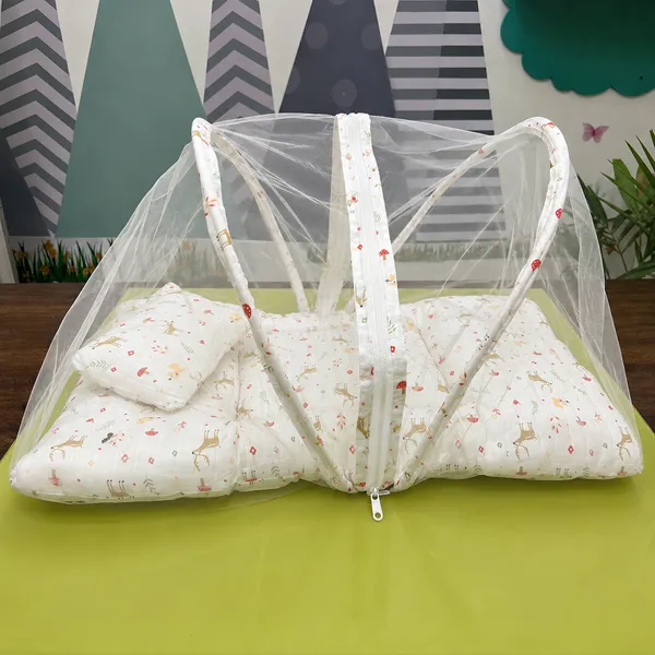 Pure_Muslin_Deer_&_Forest_Printed_Foldable_Baby_Mosquito_Net_Bed