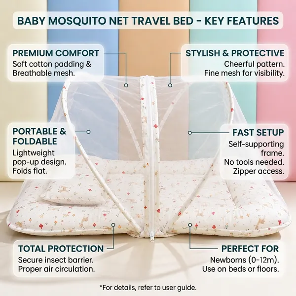 Pure_Muslin_Deer_&_Forest_Printed_Foldable_Baby_Mosquito_Net_Bed