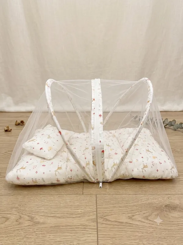 Pure_Muslin_Deer_&_Forest_Printed_Foldable_Baby_Mosquito_Net_Bed