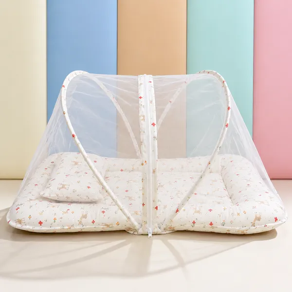 Pure_Muslin_Deer_&_Forest_Printed_Foldable_Baby_Mosquito_Net_Bed