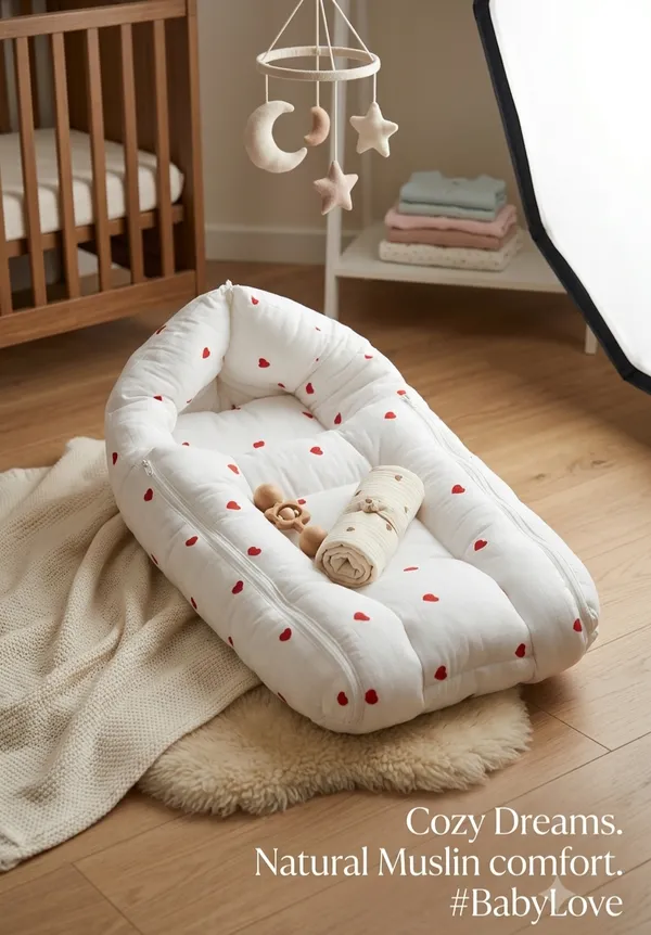 Pure_Muslin_Red_Hearts_Pattern_Baby_Nest_Bed