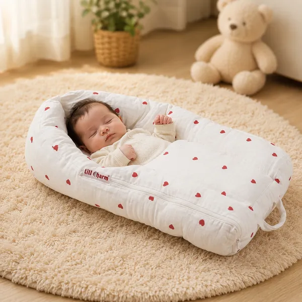 Pure_Muslin_Red_Hearts_Pattern_Baby_Nest_Bed