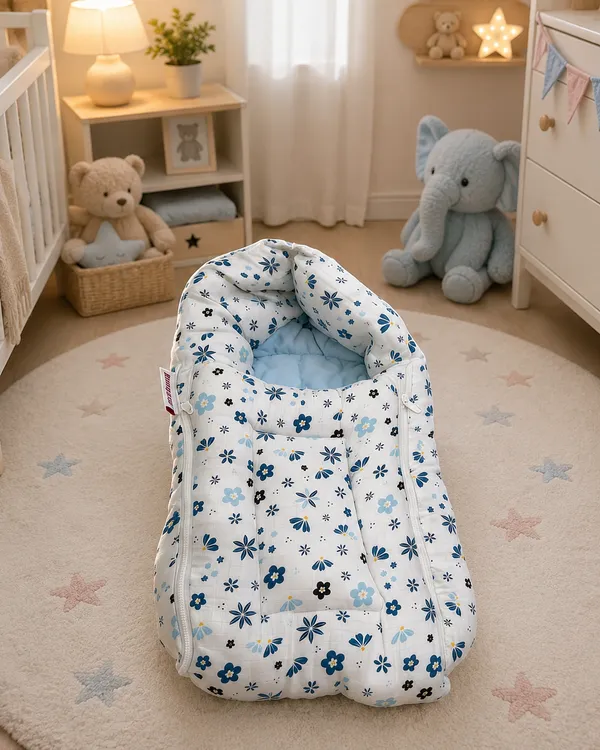 Pure_Muslin_Floral_Print_Baby_Nest_Bed_For_Infants