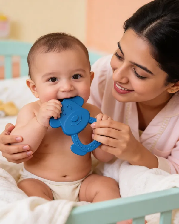 Bpa_Free_Blue_Silicone_Dog_Shaped_Baby_Teether