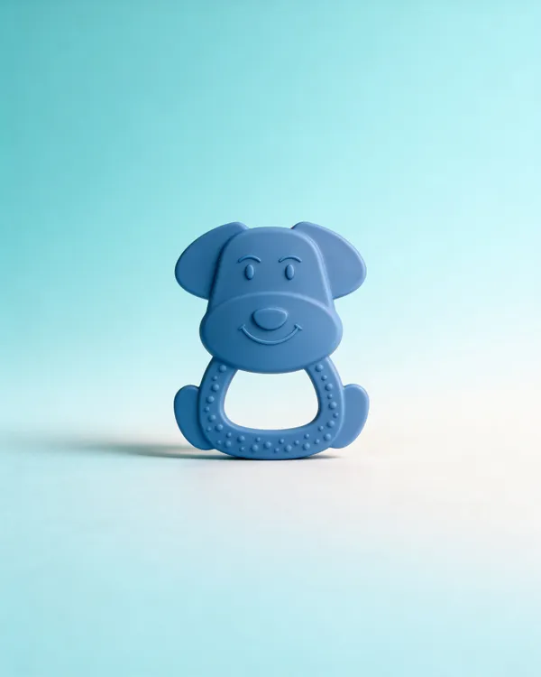 Bpa_Free_Blue_Silicone_Dog_Shaped_Baby_Teether