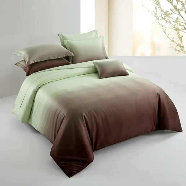 Sage_Green_&_Brown_300_Tc_Pure_Satin_1_Bedsheet_And_2_Pillow_Cover