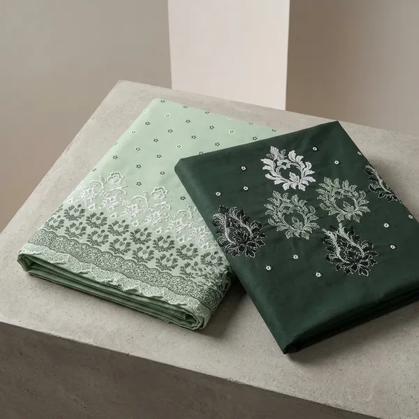 Sage_Green_&_Forest_Green_180_Tc_Cotton_Procian_1_Bedsheet_And_2_Pillow_Cover