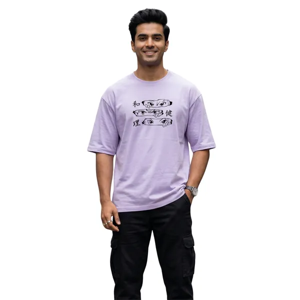 Lavender_Cotton_Oversized_Manga_Character_Graphic_T_Shirt_For_Men