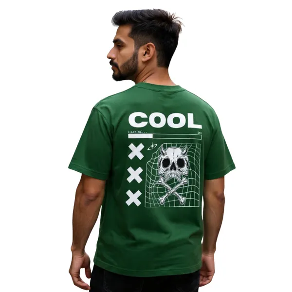 Bottle_Green_Cotton_Oversized_Cyberpunk_Skull_Graphic_T_Shirt_For_Men