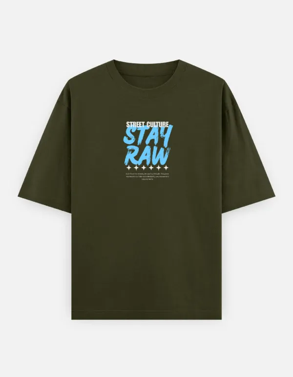 Olive_Green_Cotton_Oversized_Stay_Raw_Graphic_T_Shirt_For_Men
