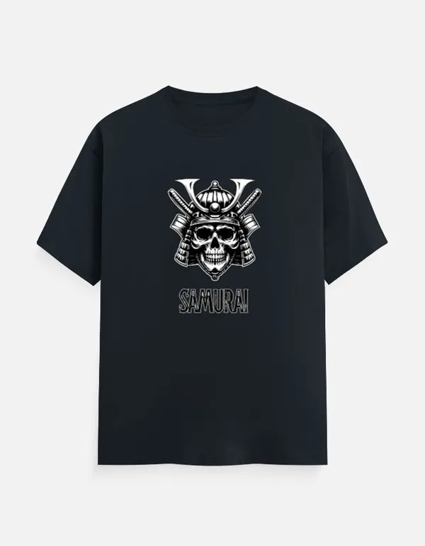 Navy_Blue_Cotton_Regular_Fit_Samurai_Skull_Graphic_T_Shirt_For_Men