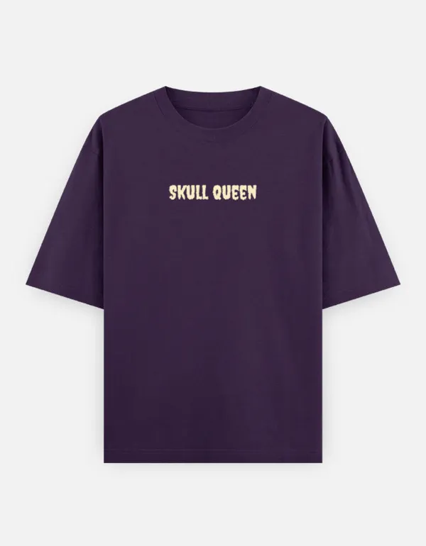 Purple_Cotton_Oversized_Skull_Queen_Graphic_T_Shirt_For_Women