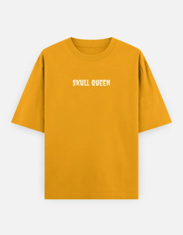 Golden_Yellow_Cotton_Oversized_Skull_Queen_Graphic_T_Shirt_For_Women