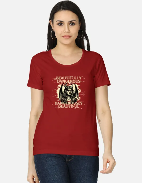 Red_Cotton_Regular_Fit_Beautifully_Dangerous_Graphic_T_Shirt_For_Women