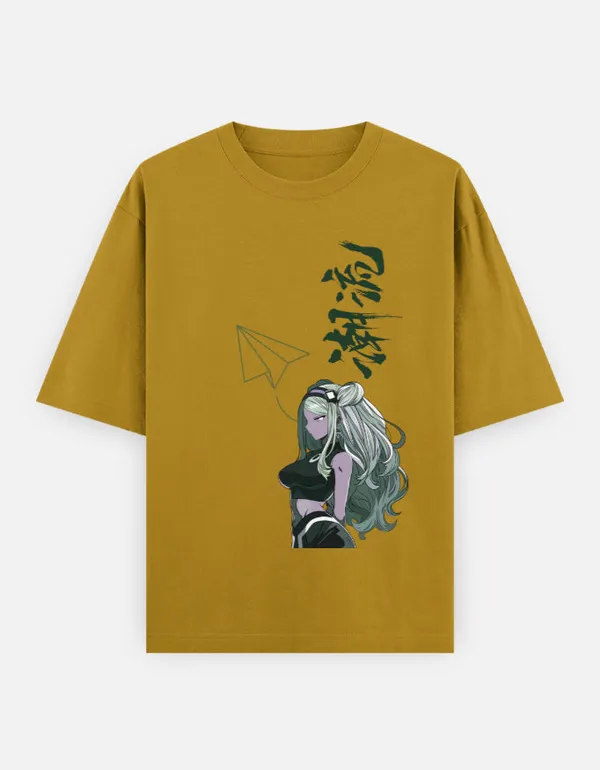 Mustard_Yellow_Cotton_Oversized_Anime_Graphic_T_Shirt_For_Women