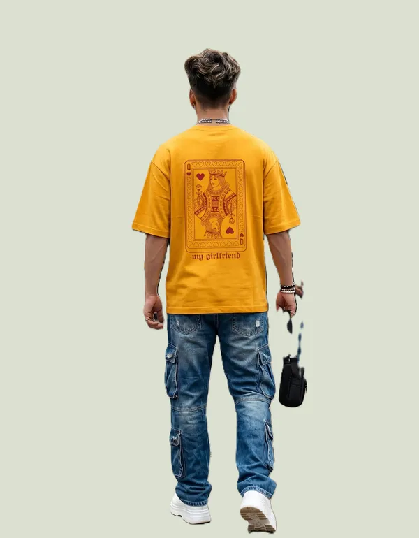 Golden_Yellow_Cotton_Oversized_Queen_Card_Graphic_T_Shirt_For_Men