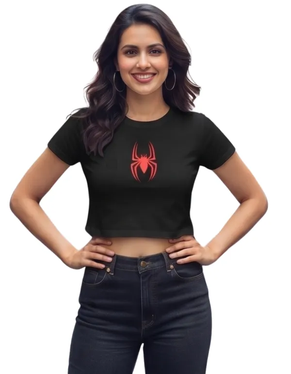 Women's_Black_Spider_Graphic_Print_Crop_Top_|_Spider_Streetwear_Series