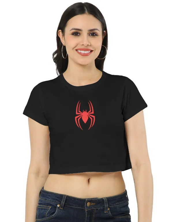 Women's_Black_Spider_Graphic_Print_Crop_Top_|_Spider_Streetwear_Series