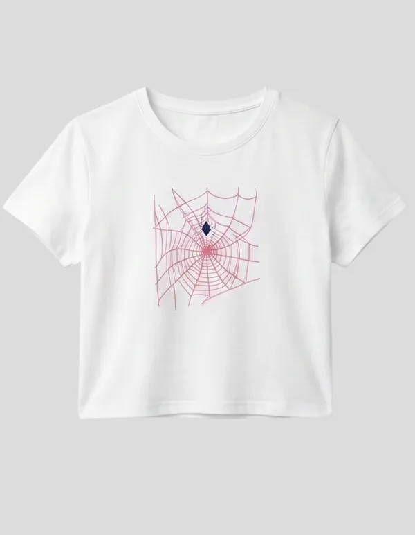 Women's_White_Graphic_Print_Crop_Top_with_Black_Spider_&_Red_Web_|__Spider_Streetwear_Series