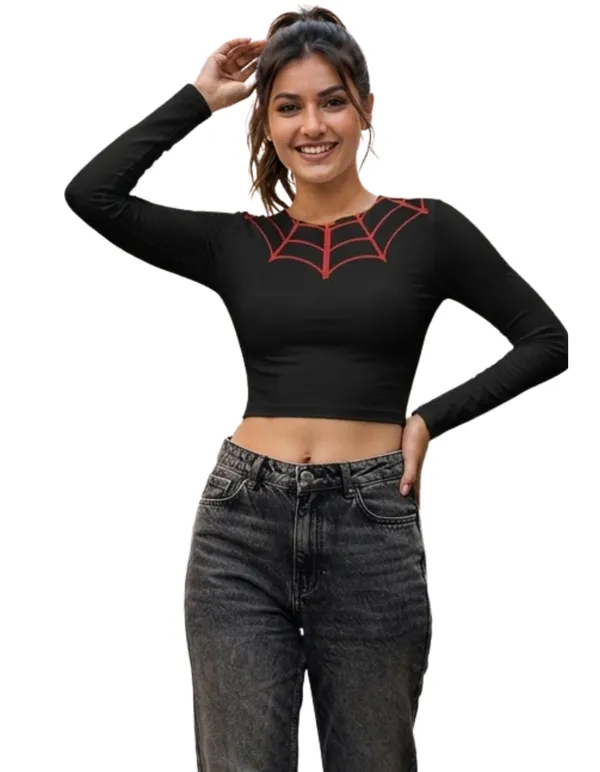 Women's_Black_Full_Sleeve_Crop_Top_with_Red_Spider_Web_Neckline_|_Spider_Streetwear_Series