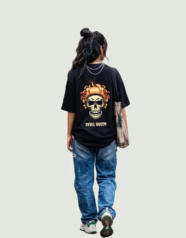 Black_Cotton_Oversized_Skull_Queen_Graphic_T_Shirt_For_Women