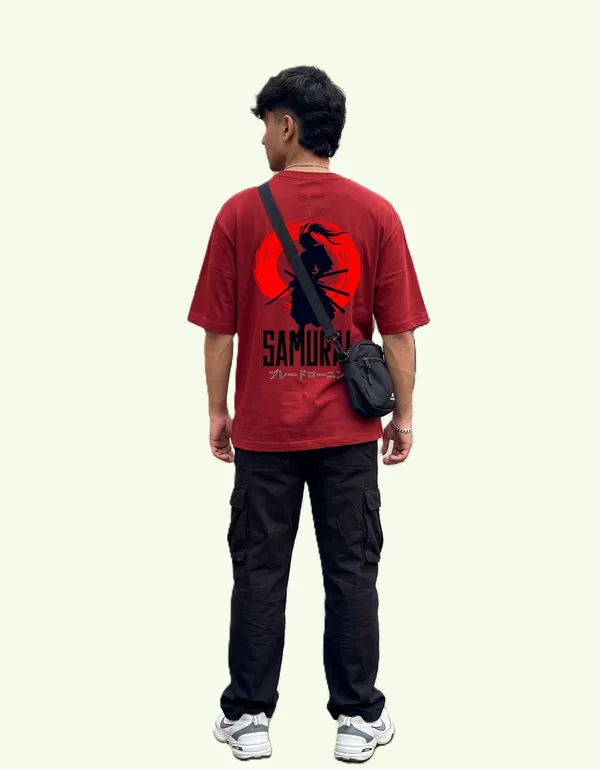 Red_Cotton_Oversized_Samurai_Warrior_Graphic_T_Shirt_For_Men