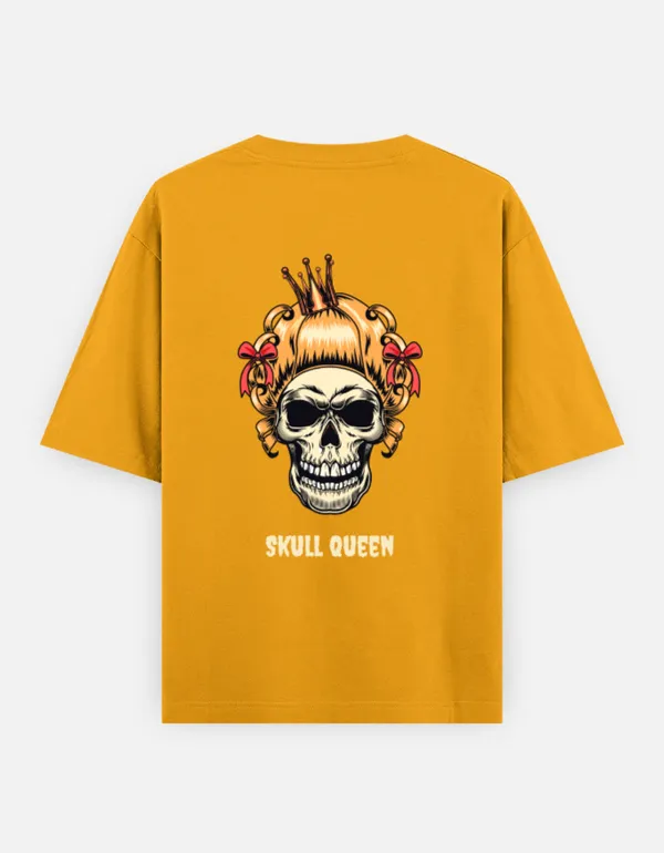 Golden_Yellow_Cotton_Oversized_Skull_Queen_Graphic_T_Shirt_For_Women