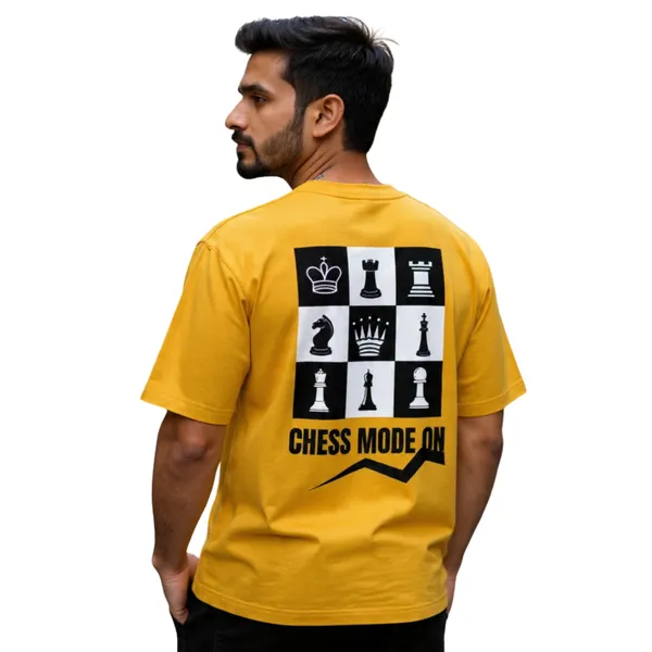 Golden_Yellow_Cotton_Oversized_Chess_Graphic_T_Shirt_For_Men