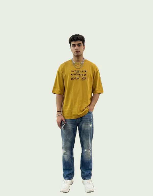 Mustard_Yellow_Cotton_Oversized_Manga_Character_Graphic_T_Shirt_For_Men