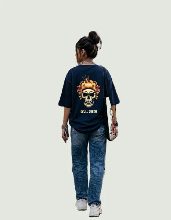 Navy_Blue_Cotton_Oversized_Skull_Queen_Graphic_T_Shirt_For_Women