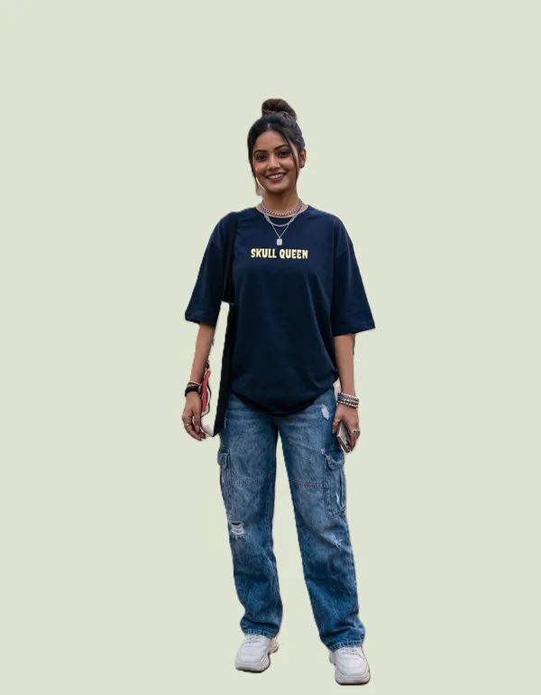 Navy_Blue_Cotton_Oversized_Skull_Queen_Graphic_T_Shirt_For_Women