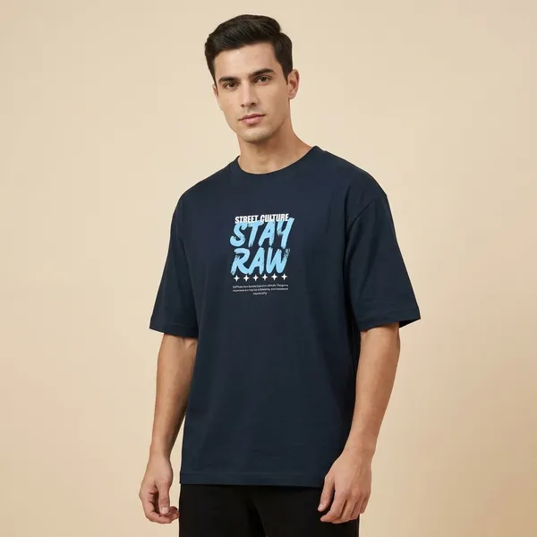 Navy_Blue_Cotton_Oversized_Stay_Raw_Graphic_T_Shirt_For_Men