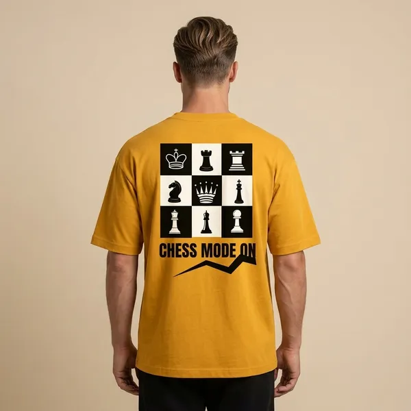 Golden_Yellow_Cotton_Oversized_Chess_Graphic_T_Shirt_For_Men