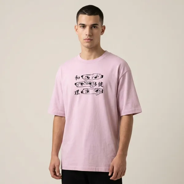 Light_Pink_Cotton_Oversized_Manga_Character_Graphic_T_Shirt_For_Men