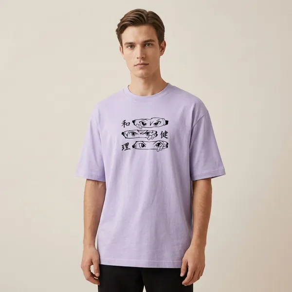 Lavender_Cotton_Oversized_Manga_Character_Graphic_T_Shirt_For_Men