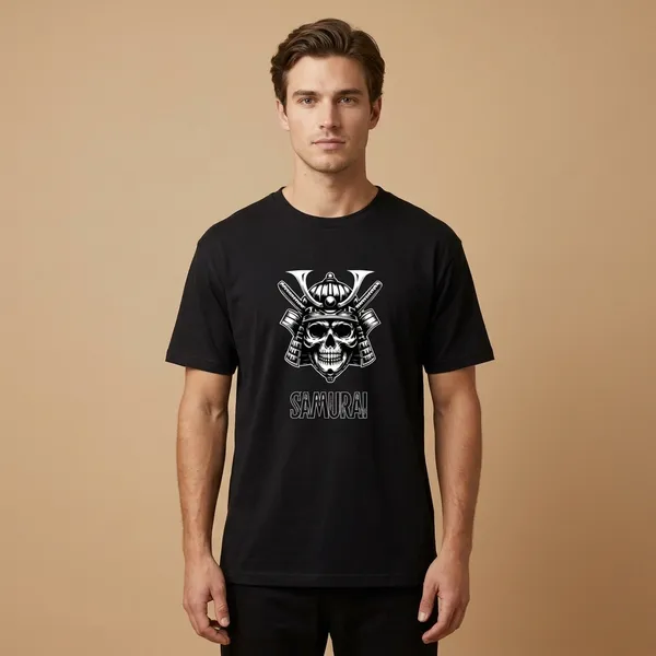Black_Cotton_Regular_Fit_Samurai_Skull_Graphic_T_Shirt_For_Men