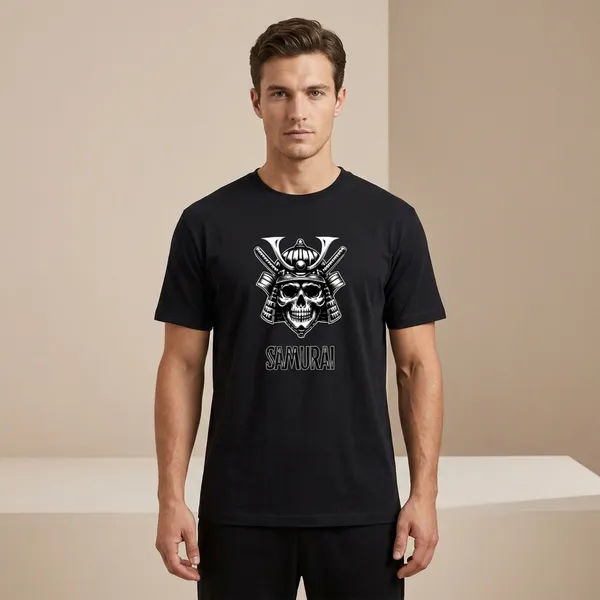 Navy_Blue_Cotton_Regular_Fit_Samurai_Skull_Graphic_T_Shirt_For_Men