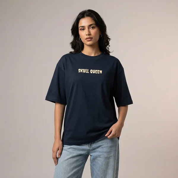 Navy_Blue_Cotton_Oversized_Skull_Queen_Graphic_T_Shirt_For_Women