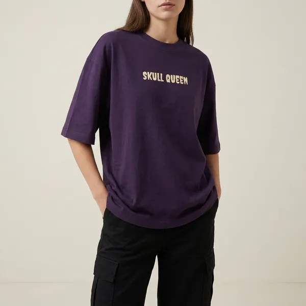 Purple_Cotton_Oversized_Skull_Queen_Graphic_T_Shirt_For_Women