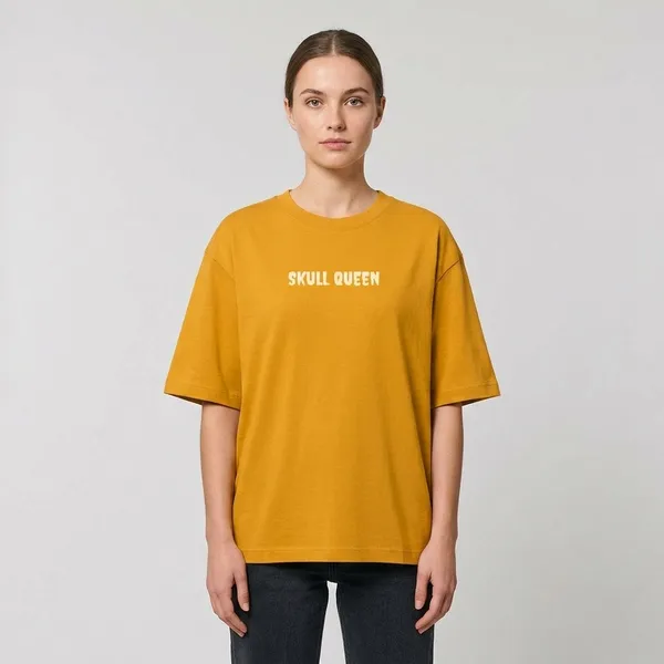 Golden_Yellow_Cotton_Oversized_Skull_Queen_Graphic_T_Shirt_For_Women