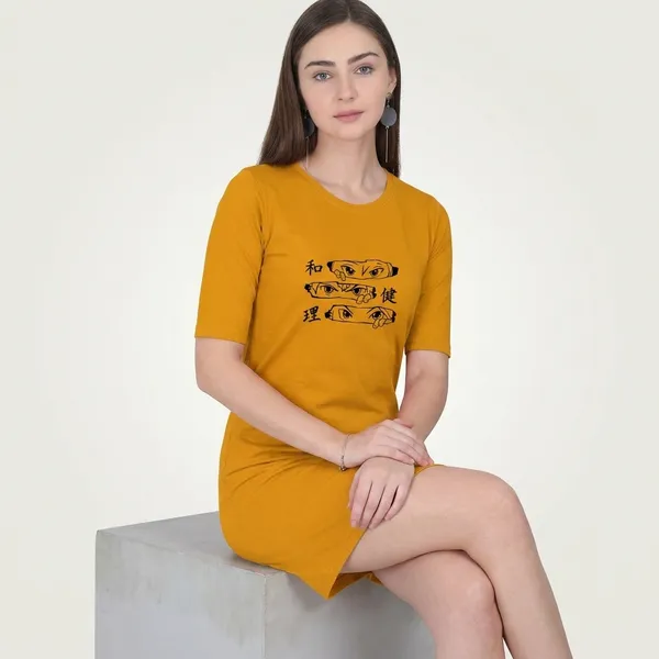 Golden_Yellow_Cotton_Relaxed_Fit_T_Shirt_Dress_For_Women