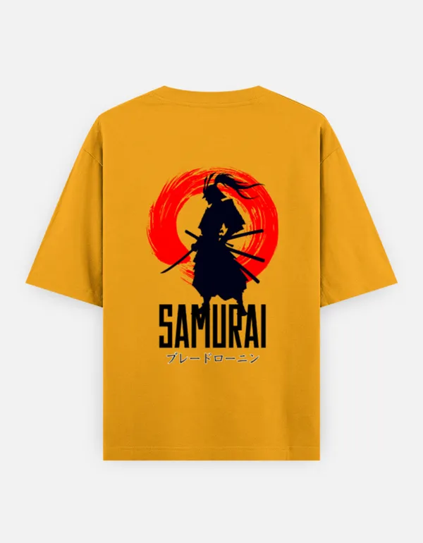 Golden_Yellow_Cotton_Oversized_Samurai_Graphic_T_Shirt_For_Men