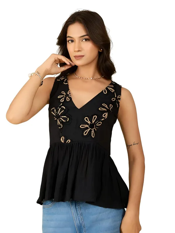Womens_Embroidered_Cotton_V_Neck_Peplum_Top