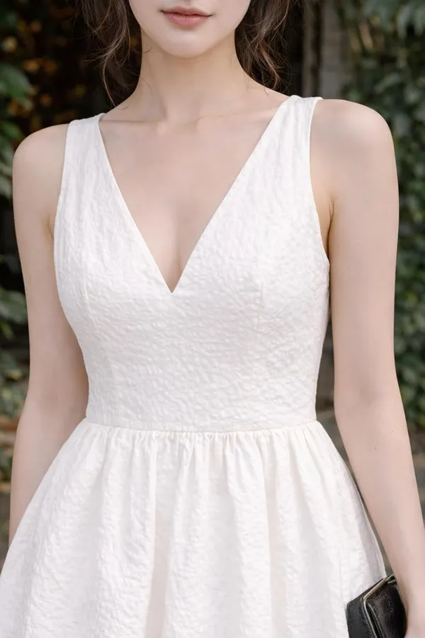 Womens_Cotton_V_Neck_Fit_Flare_Dress