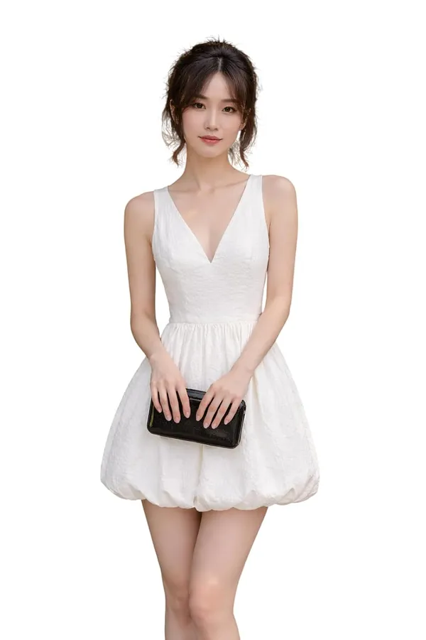 Womens_Cotton_V_Neck_Fit_Flare_Dress