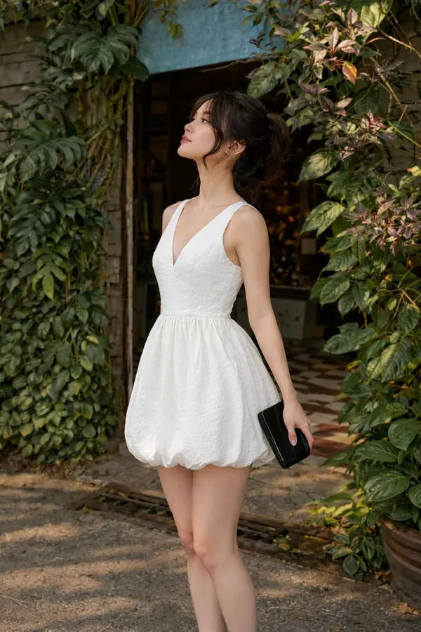 Womens_Cotton_V_Neck_Fit_Flare_Dress