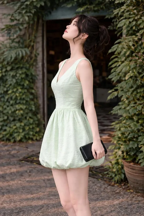 Womens_Cotton_V_Neck_Fit_Flare_Dress