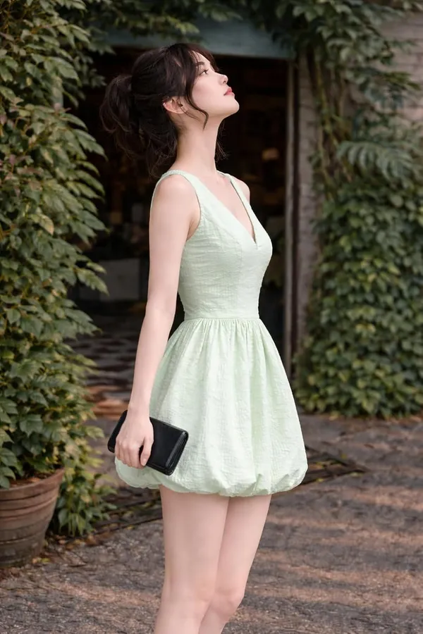 Womens_Cotton_V_Neck_Fit_Flare_Dress